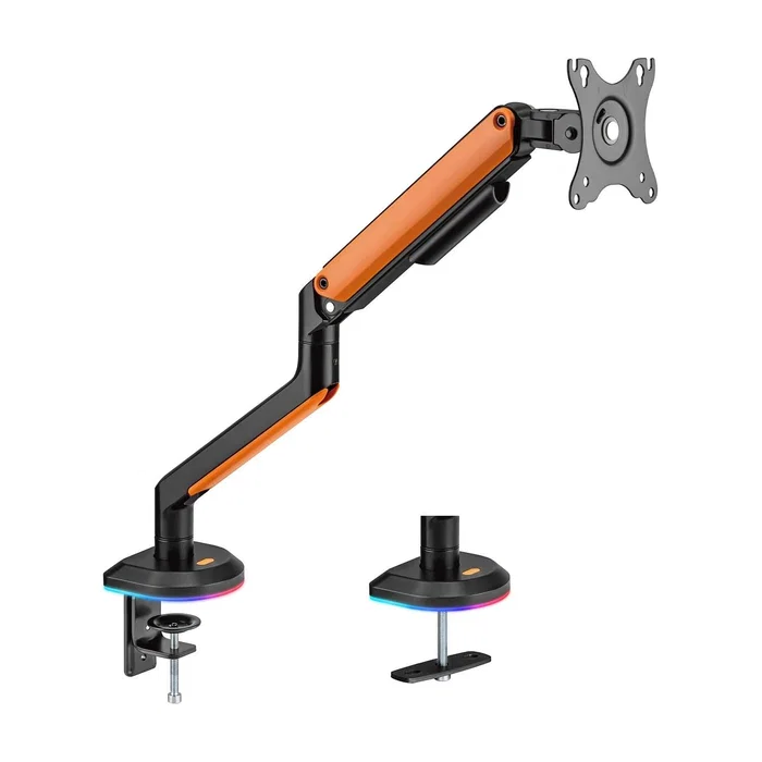 AISENS - SOPORTE DE MESA RGB GAMING CONTRAPESO GIRATORIO E INCLINABLE PARA MONITOR/TV 9KG (3 PIVOTES, 1 BRAZO) DE 17-32, NEGRO-NARANJA AISENS - SOPORTE DE MESA RGB GAMING CONTRAPESO GIRATORIO E INCLINABLE PARA MONITOR/TV 9KG (3 PIVOTES, 1 BRAZO) DE 17-32, NEGRO-NARANJA