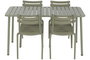 DKD Home Decor Set de Mesa y 4 Sillas de Jardín Apilables, Verde Menta, 140x70x75 cm, Hierro E-Coat y PP, 5 Piezas