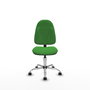 Silla de oficina Algarra con mecanismo Contacto permanente básico tapizada con Tela color Verde. Equipada con Base cromada, Sin brazos y Ruedas de parqué