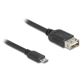 Delock Cable USB 2.0 Micro-USB B Macho a USB A Hembra 1m Reversible Negro 81518