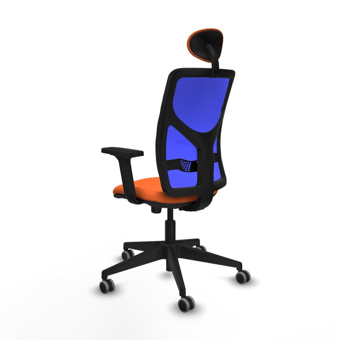 PIQUERAS Y CRESPO Silla de oficina Motilla con mecanismo Sincro, Tela Naranja y Malla Azul