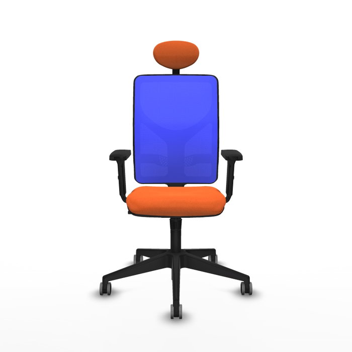 PIQUERAS Y CRESPO Silla de oficina Motilla con mecanismo Sincro, Tela Naranja y Malla Azul