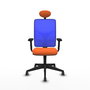 PIQUERAS Y CRESPO Silla de oficina Motilla con mecanismo Sincro, Tela Naranja y Malla Azul