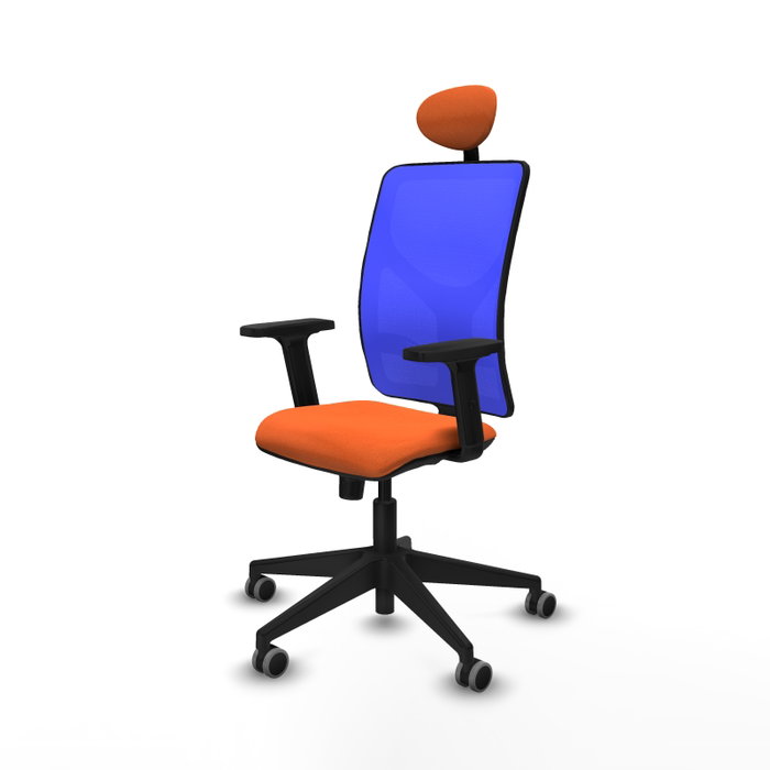 PIQUERAS Y CRESPO Silla de oficina Motilla con mecanismo Sincro, Tela Naranja y Malla Azul