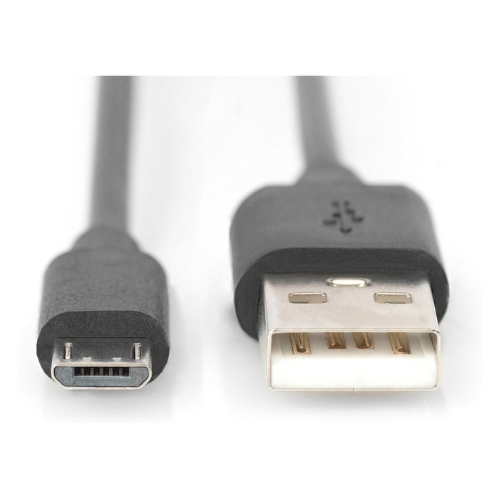 Digitus Cable USB 2.0 A-Micro B, Macho-Macho, 1.8m, Negro - Para transferencia de datos y carga, 480 Mbps