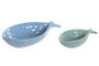 DKD Home Decor Centro Mesa Mediterráneo Azul Turquesa Gres Set de 2 Piezas 13x5.5x24 cm