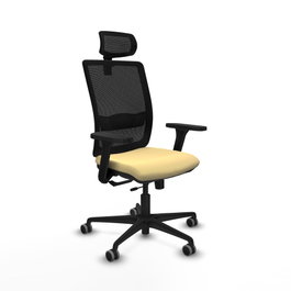 PIQUERAS Y CRESPO Silla de oficina Haches con mecanismo Sincro/Traslack, Crema y Negro