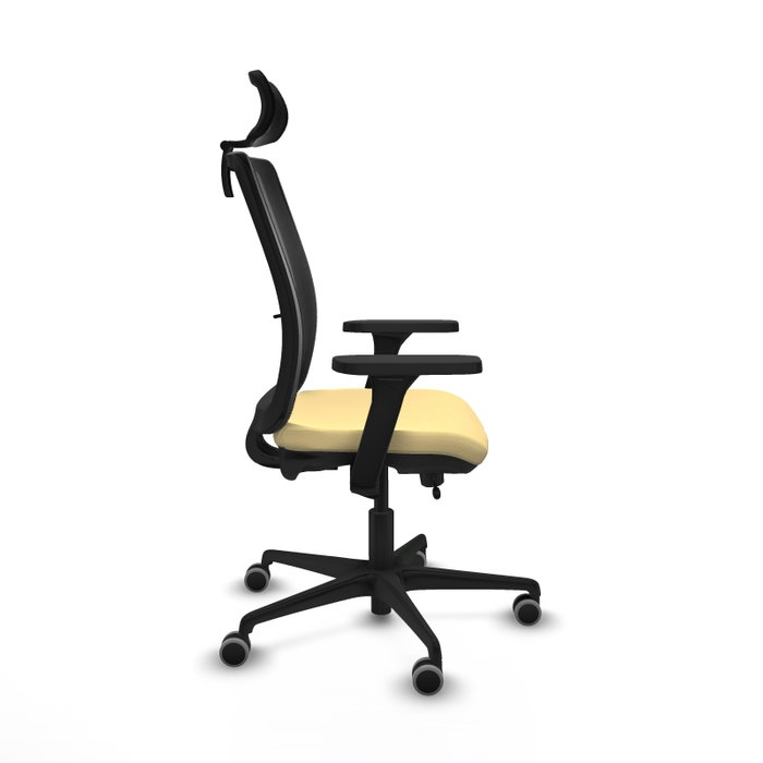 PIQUERAS Y CRESPO Silla de oficina Haches con mecanismo Sincro/Traslack, Crema y Negro