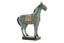 DKD Home Decor Figura de Caballo Turquesa en Resina
