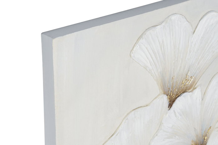 DKD Home Decor Cuadro Shabby Dorado Blanco Lienzo MDF 90 x 60 x 3 cm (4 Unidades)