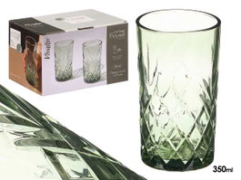 Vivalto Vaso Troquelado Verde 380 ml Vidrio 7x13x7 cm (Set de 24)