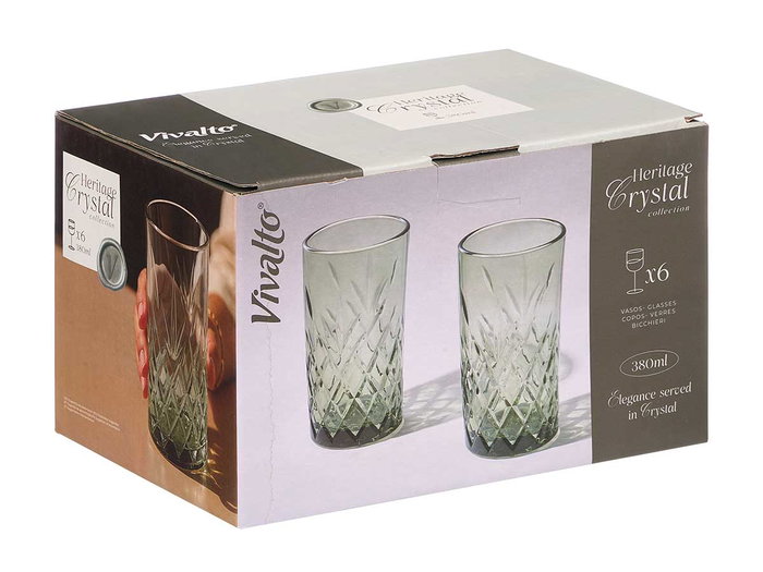 Vivalto Vaso Troquelado Verde 380 ml Vidrio 7x13x7 cm (Set de 24)