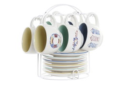 DKD Home Decor Juego de Café Salitre, 6 Piezas, Dolomita y Metal