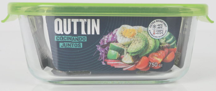 Quttin Fiambrera Cuadrada con Tapa Verde (6 Unidades)