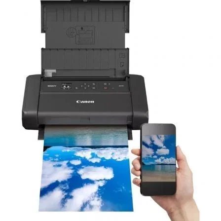 Canon MAXIFY BX110 Impresora de Inyección de Tinta Portátil con Batería, WiFi, Bluetooth, AirPrint, Pantalla OLED 1.44", 9 ipm Negro, 5.5 ipm Color, Hasta A4 - Negra