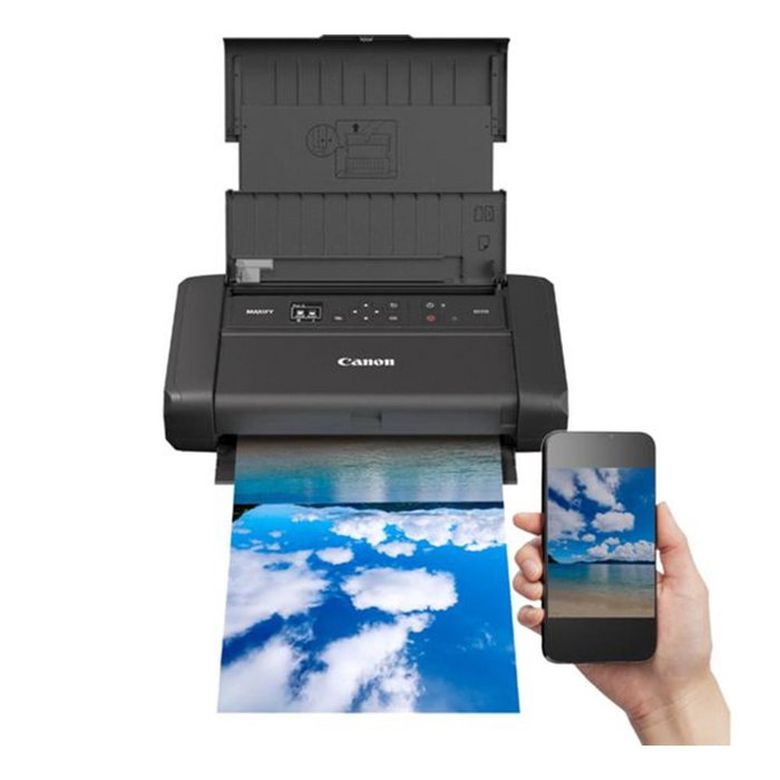 Canon MAXIFY BX110 - Impresora de inyección de tinta a color portátil con batería, Wi-Fi, AirPrint, 9/5.5 ipm, 4800x1200 ppp, pantalla OLED, hasta 330 páginas
