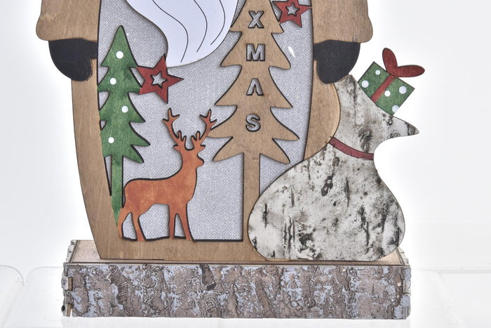 DKD Home Decor Decoración Luminosa Navidad Alpina Natural Multicolor MDF LED 7 x 40.5 x 18 cm (3 Unidades)