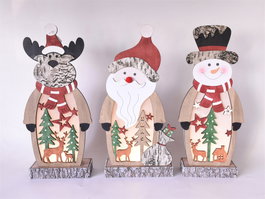 DKD Home Decor Decoración Luminosa LED MDF 18x7x40,5 cm, Surtido de 3 unidades