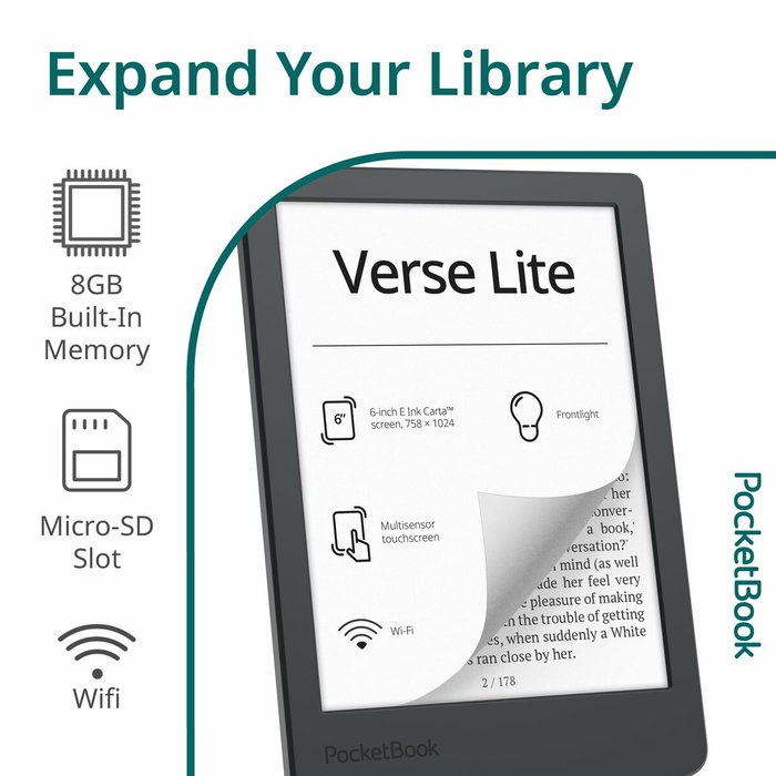 Pocketbook Verse Lite Lector de eBooks 6 pulg 8 GB Gris