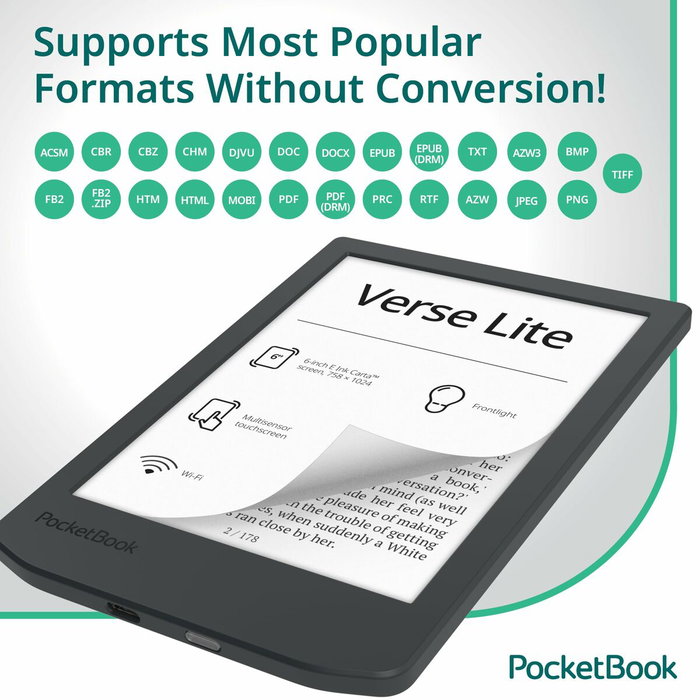 Pocketbook Verse Lite Lector de eBooks 6 pulg 8 GB Gris