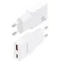 Aisens Cargador GaN 20W A110-0998, Cargador de Pared Ultra Delgado, 1x USB-C PD3.0 QC4.0 + 1x USB-A QC3.0, Carga Rápida para Móvil y Tablet, Blanco
