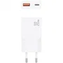 Aisens Cargador GaN 20W A110-0998, Cargador de Pared Ultra Delgado, 1x USB-C PD3.0 QC4.0 + 1x USB-A QC3.0, Carga Rápida para Móvil y Tablet, Blanco