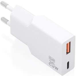 Aisens Cargador GaN 20W A110-0998, Cargador de Pared Ultra Delgado, 1x USB-C PD3.0 QC4.0 + 1x USB-A QC3.0, Carga Rápida para Móvil y Tablet, Blanco