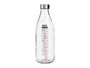 VIVALTO Botella Medidora de Cristal y Acero Inoxidable con Tapa, Capacidad 1L, Transparente, 8x8x0.3 cm (Set de 18)
