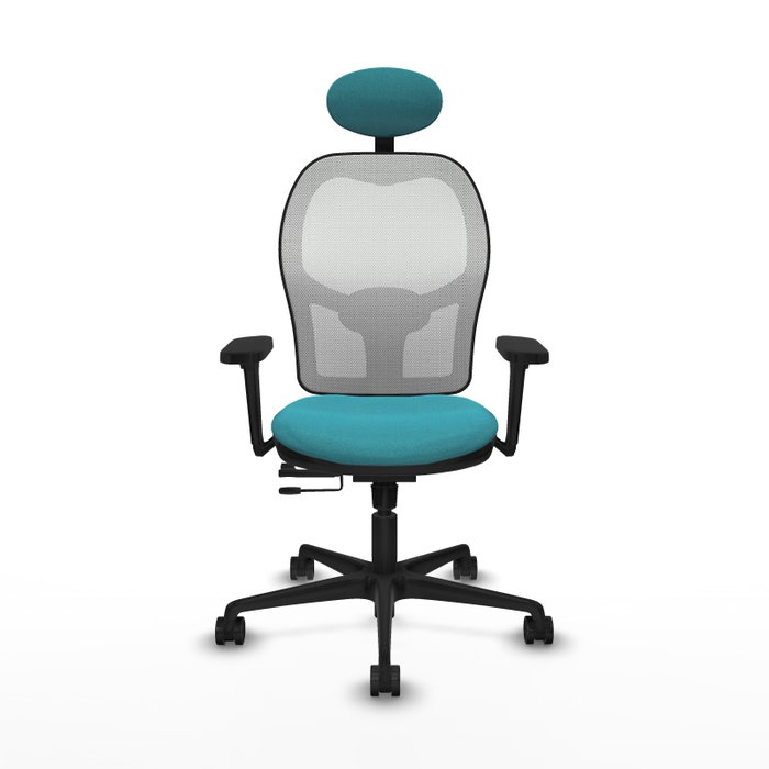 PIQUERAS Y CRESPO Silla de oficina Jorquera con mecanismo Sincro/Traslack, Turquesa y Blanco