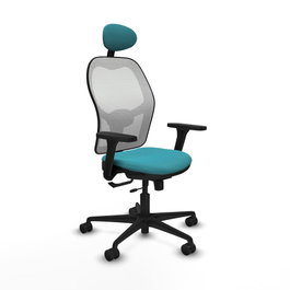 PIQUERAS Y CRESPO Silla de oficina Jorquera con mecanismo Sincro/Traslack, Turquesa y Blanco