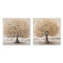 DKD Home Decor Cuadro Lienzo MDF 60x60 Árbol Surtido de 2 en Pack de 4 unidades, Dorado