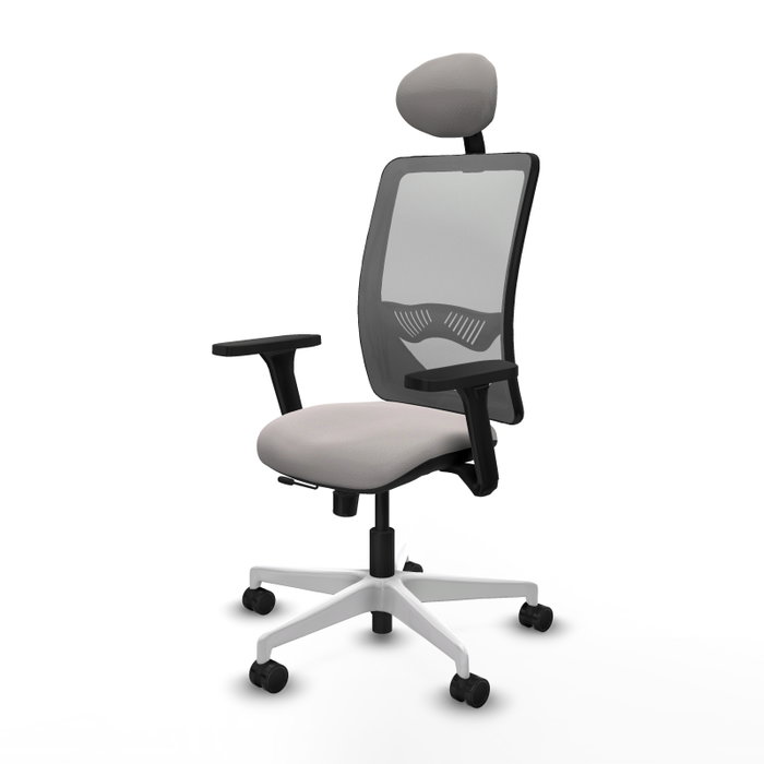 PIQUERAS Y CRESPO Silla de oficina Zulema Blanco y Gris con Mecanismo Sincro/Traslack