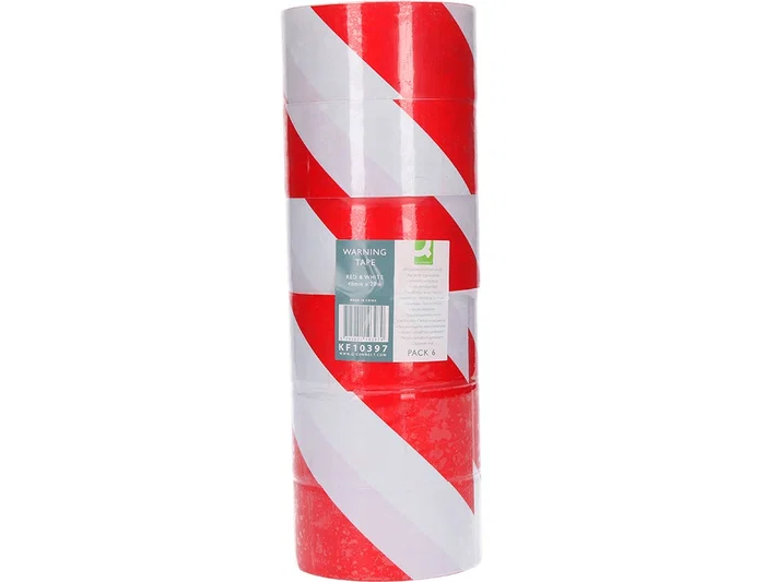 Q-connect Cinta adhesiva de seguridad rojo y blanco 20 m x 48 mm (Pack de 6)