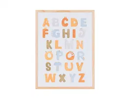 Bi-Office Pizarra Blanca Magnética con Marco de Madera, Tablero de Acero Lacado 600x450 mm para Niños, Incluye Rotulador, Borrador e Imanes y Alfabeto - Modelo Dino