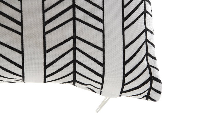 DKD Home Decor Cojín Boho Blanco Negro 43x43 cm Poliester Exterior Resistente