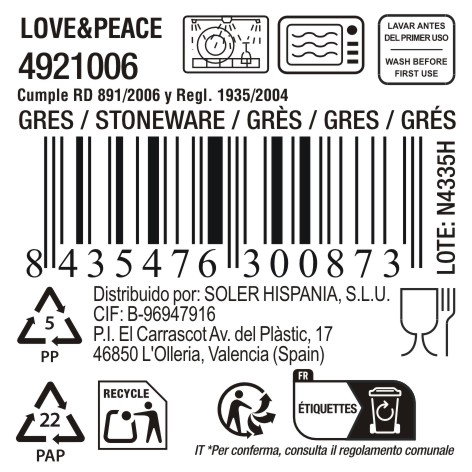 La Mediterranea Bol LOVE&PEACE 650cc ø13.3cm