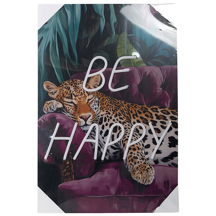 Home Deco Factory Cuadro Neón LED Be Happy 40x60