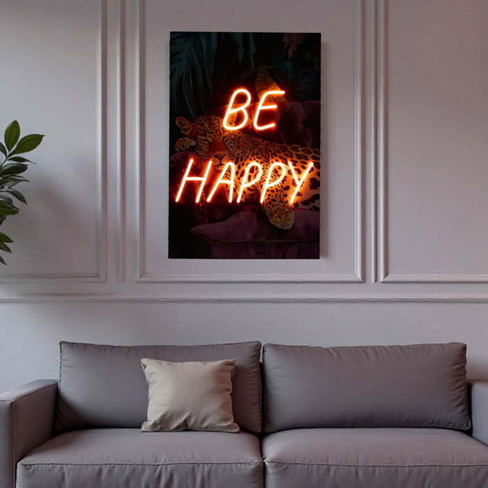 Home Deco Factory Cuadro Neón LED Be Happy 40x60