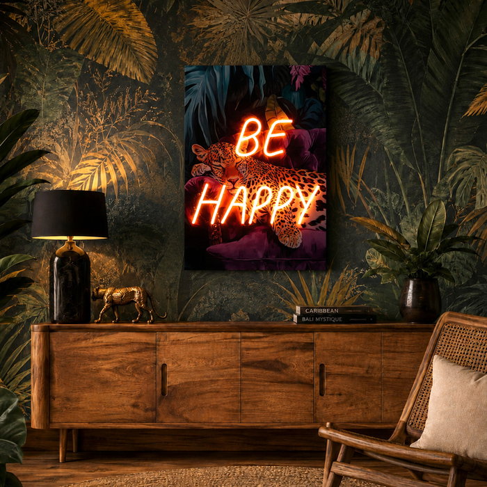 Home Deco Factory Cuadro Neón LED Be Happy 40x60