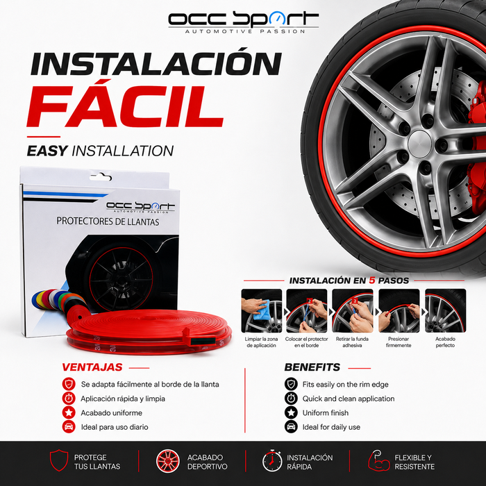 Occ Sport Protector de Llantas Rojo