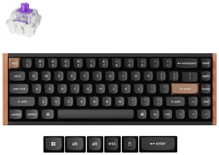 Keychron K6H-F1 65% Magnetic Wood Teclado Mecánico Inalámbrico RGB 68 Teclas