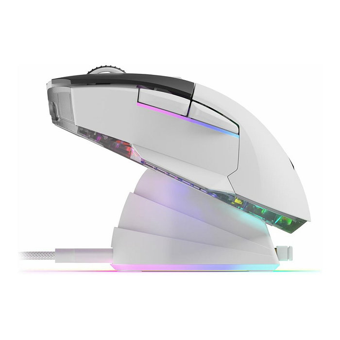 Sharkoon Shark SGM50W Ratón Óptico Gaming Inalámbrico, 6 Botones, 6400 DPI, Interruptor DPI, Iluminación RGB, Blanco y Negro, Mano Derecha