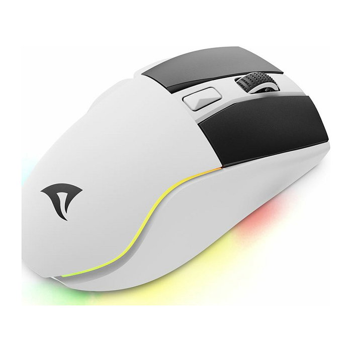 Sharkoon Shark SGM50W Ratón Óptico Gaming Inalámbrico, 6 Botones, 6400 DPI, Interruptor DPI, Iluminación RGB, Blanco y Negro, Mano Derecha