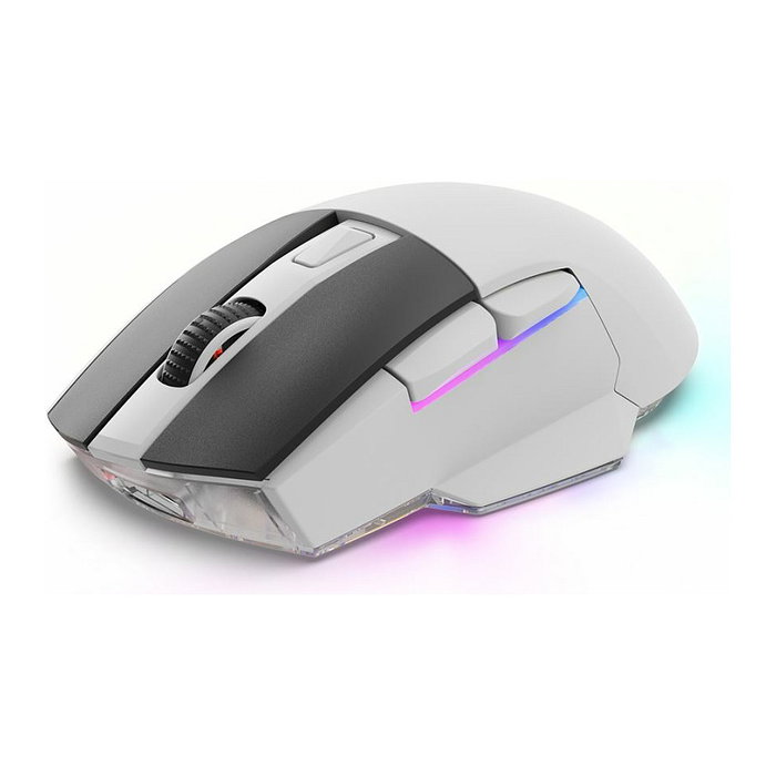 Sharkoon Shark SGM50W Ratón Óptico Gaming Inalámbrico, 6 Botones, 6400 DPI, Interruptor DPI, Iluminación RGB, Blanco y Negro, Mano Derecha
