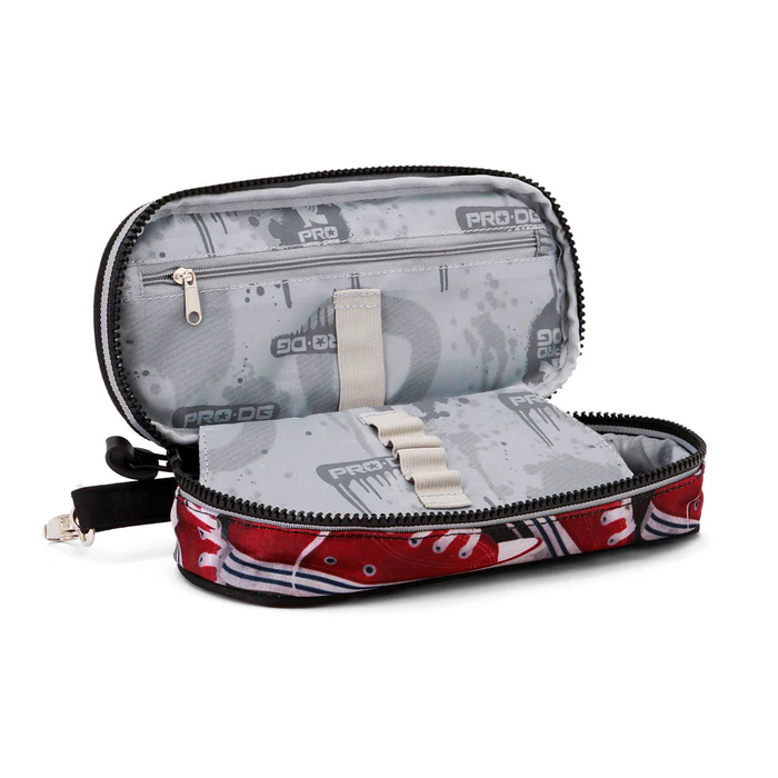 Pro-Dg Estuche Portatodo Pencil Tracks PRO-DG Rojo con Organizador para Lápices y Pinceles, Bolsillo Interior con Cremallera, 10x21x5 cm