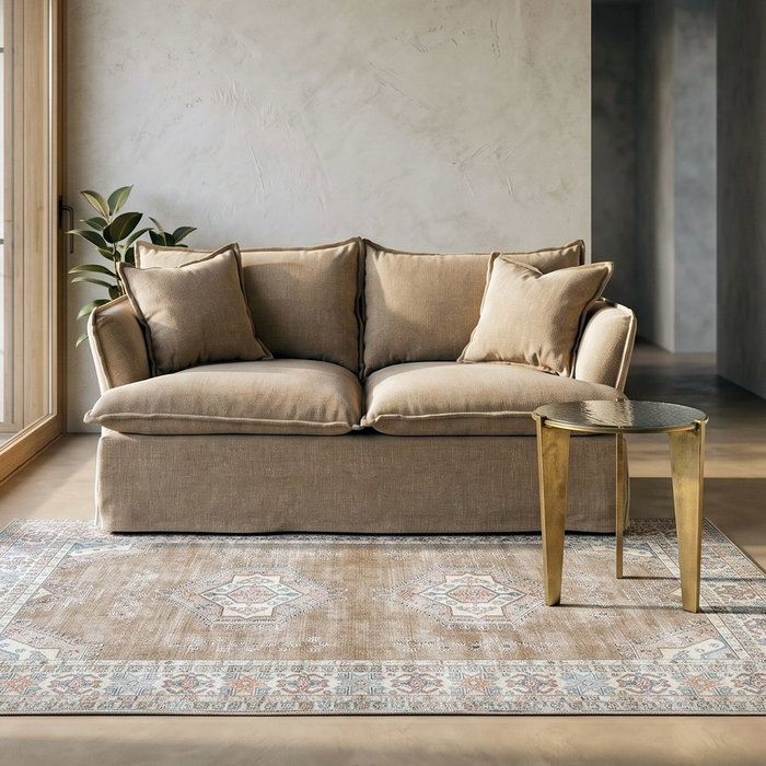 Ixia Sofá 2 plazas beige oscuro tejido Ixia Sofá 2 plazas beige oscuro tejido
