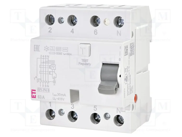 ETI POLAM Interruptor diferencial EFI 4 polos 63A 30mA ETI POLAM Interruptor diferencial EFI 4 polos 63A 30mA