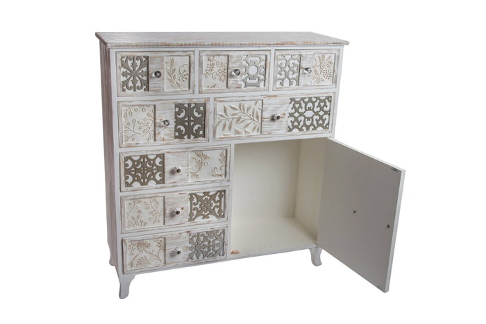 DKD Home Decor Cajonera de Madera con 8 Cajones y 1 Puerta