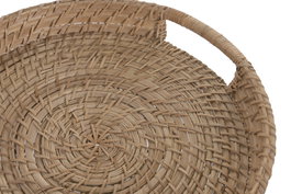 DKD Home Decor Set de 2 Bandejas de Bambú y Ratán Natural 45x45x6,5 cm