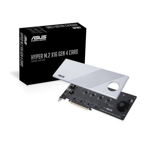 Asus Hyper M.2 x16 Gen 4 Tarjeta y Adaptador de Interfaz Interno PCIe 4.0 para PC Plata 256 Gbps